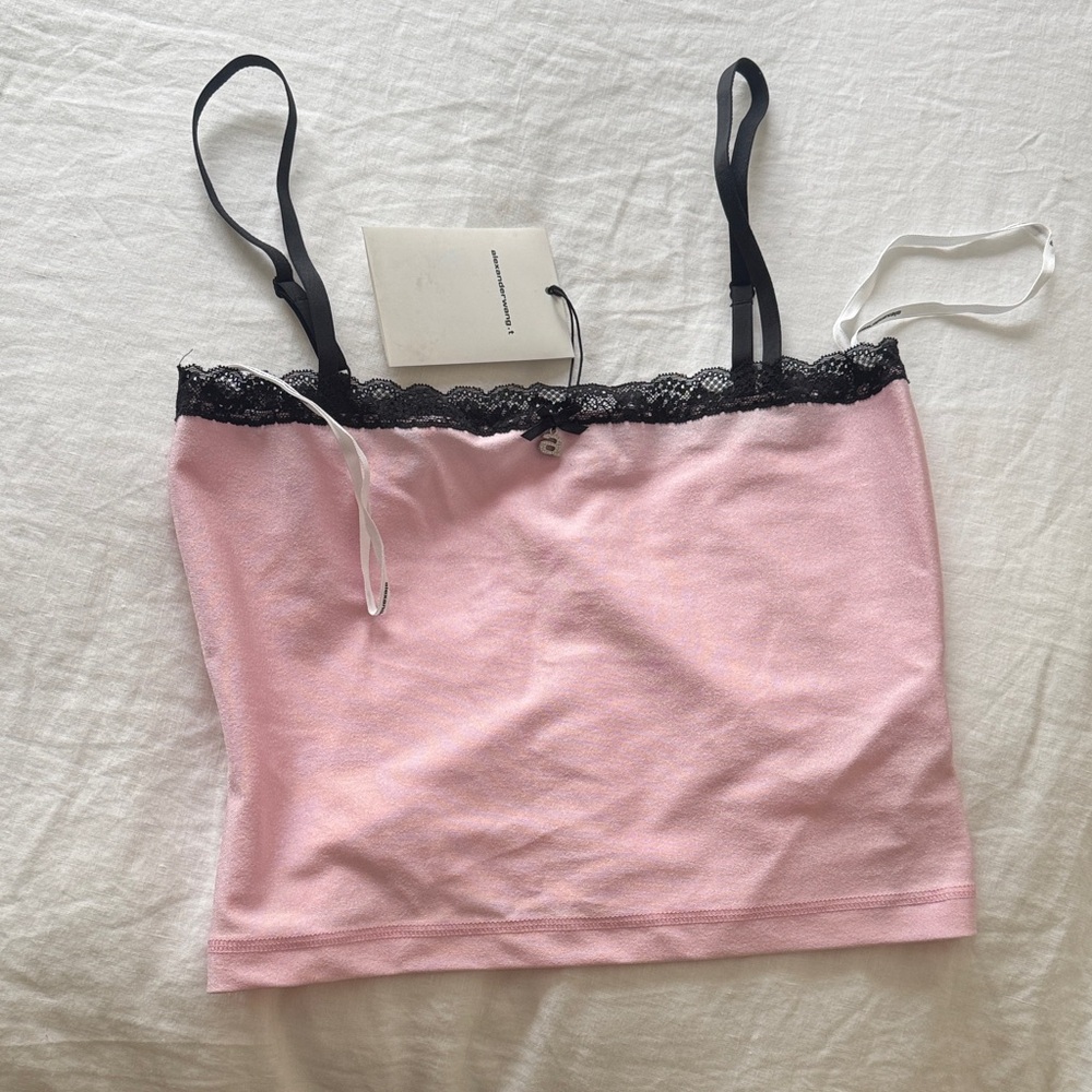 Alexander Wang Light Pink Bandeau Top with Lace Trim